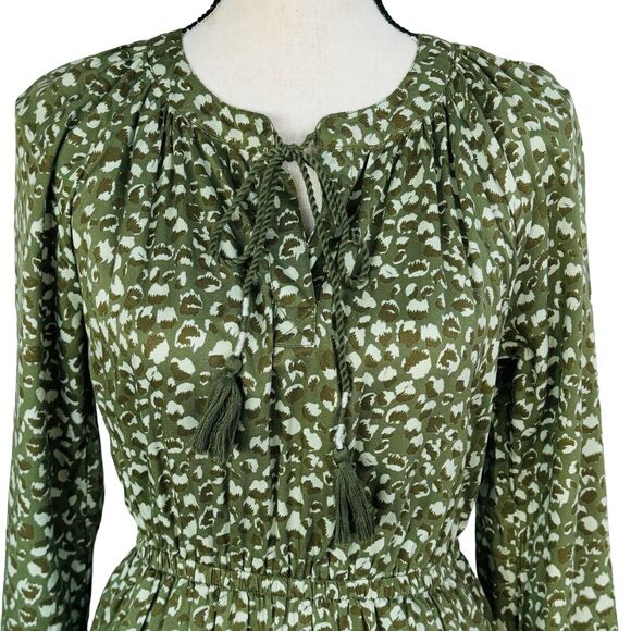Style & Co Petite Small PS Dress Long Sleeve Tie Keyhole V-Neck Olive Green New - Picture 2 of 9